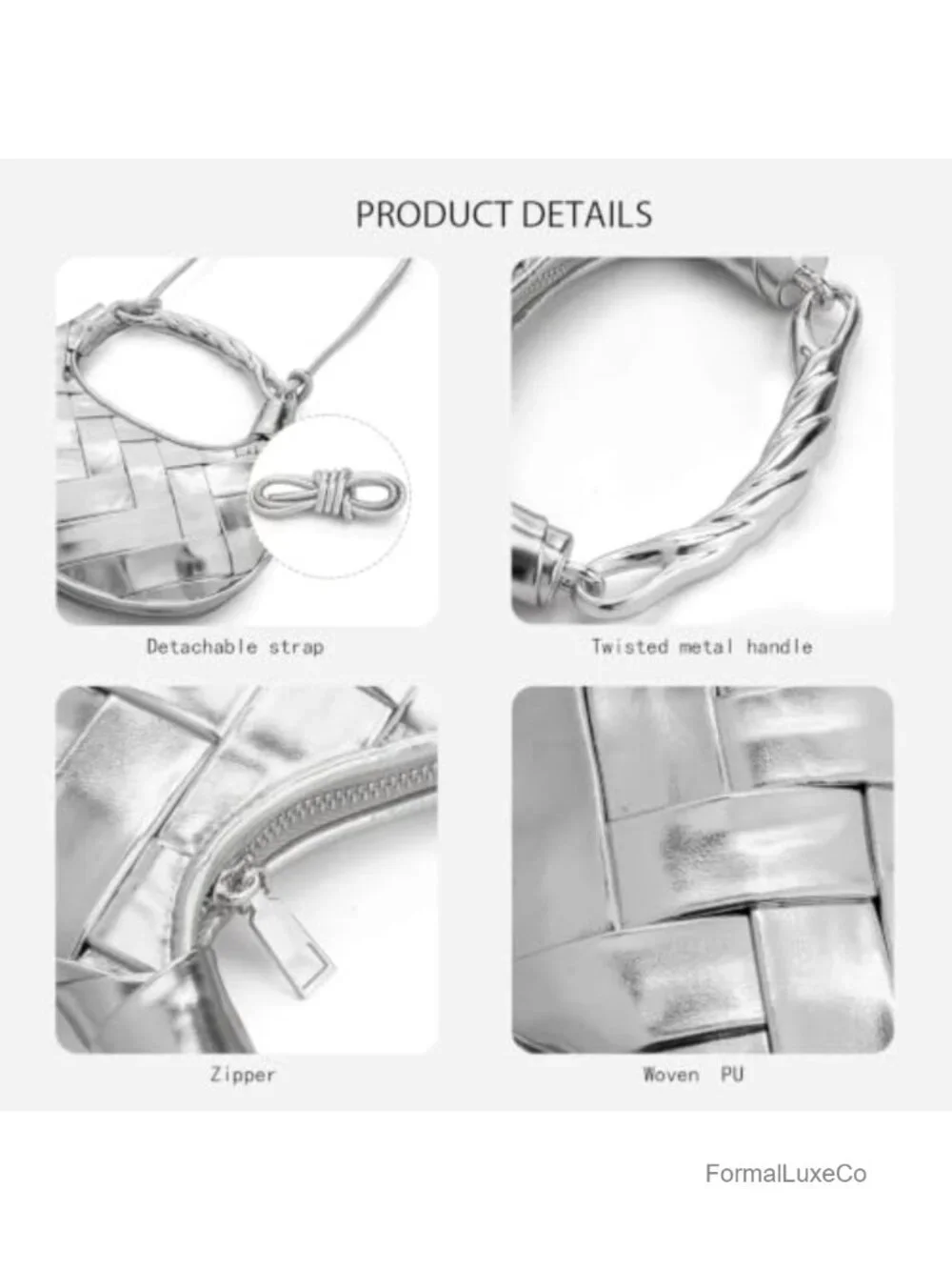 PU Leather Evening Bag Wedding Party Clutch Purse with Twist Handle